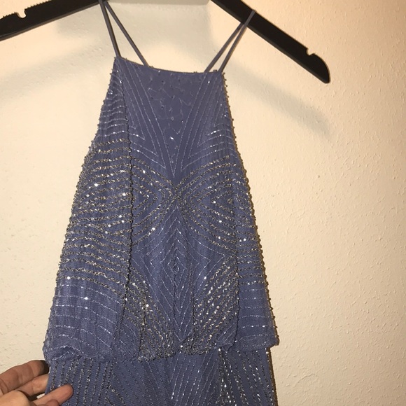 Periwinkle Adrianna Papell beaded gown - Picture 2 of 8